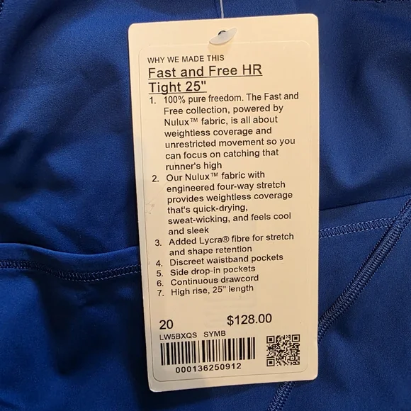 🆕️ Lululemon Fast and Free High-Rise Tight 25" *Nulux